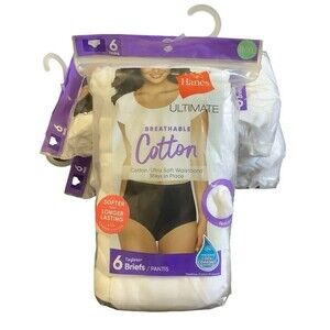 Hanes Breathable Cotton White Briefs 3 Packages 18 Pairs Panties Size 8 XL